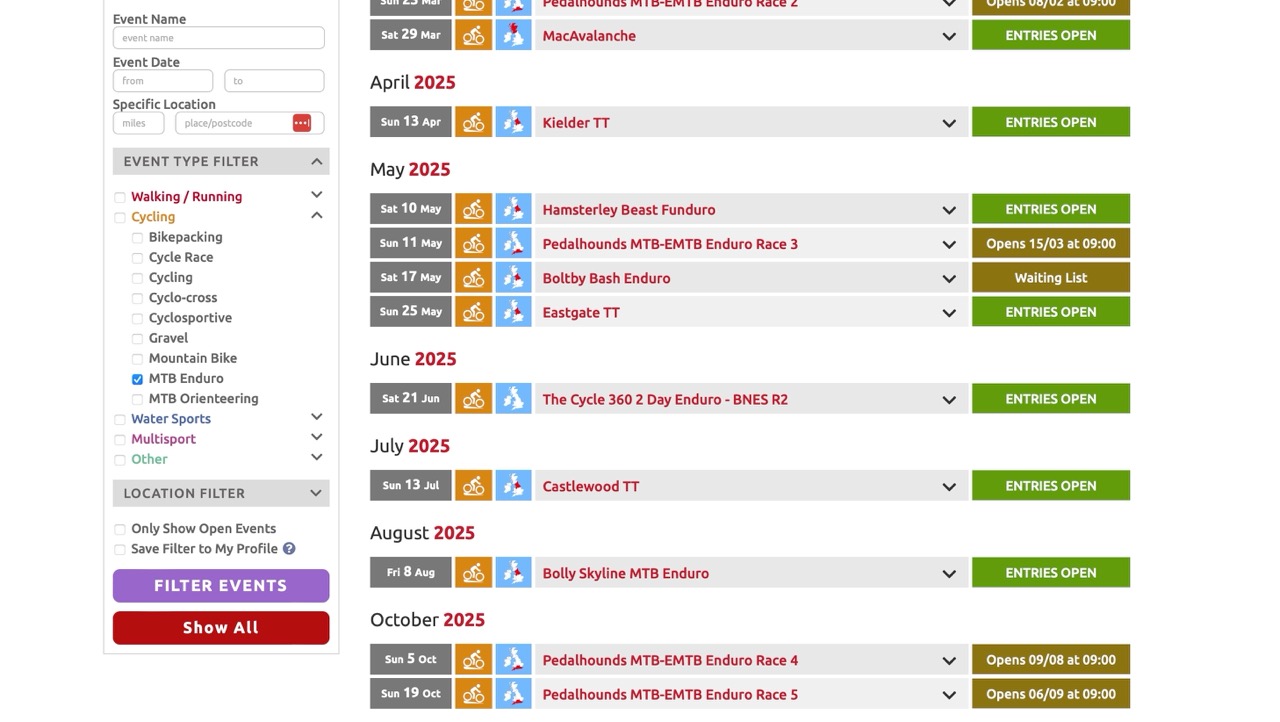 Looking for EMTB & MTB Races? (Sientries)